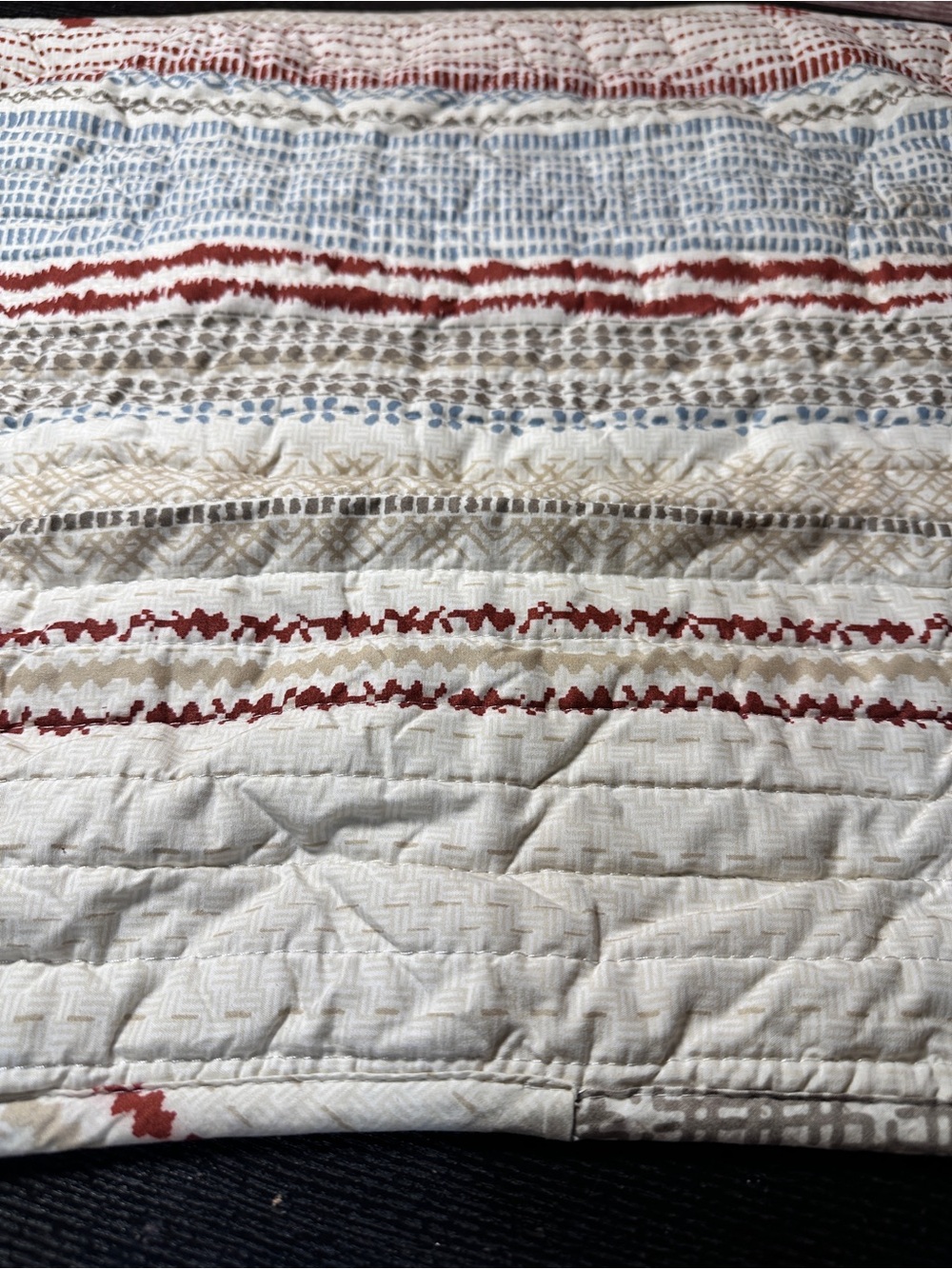 Lucky Brand bohemian-style quilt shams reversible striped and pattern Queen - Picture 4 of 8